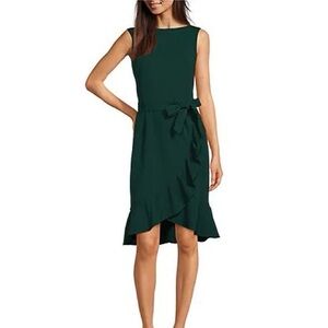 Calvin Klein Green Sleeveless Dress with Ruffle Skirt & Waist Tie